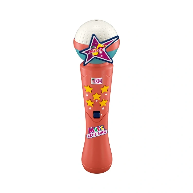 Top sale custom kids toy microphone plastic kids flashing musical karaoke music microphone educational  toys