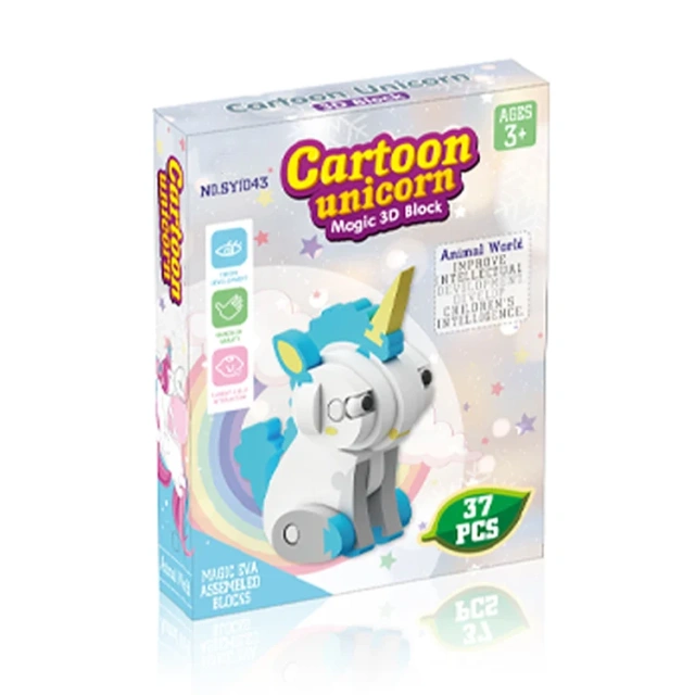 Diy Assembly EVA Small Unicorn Foam Puzzle 3D Animal Modeling Educational Game Toy for Kids