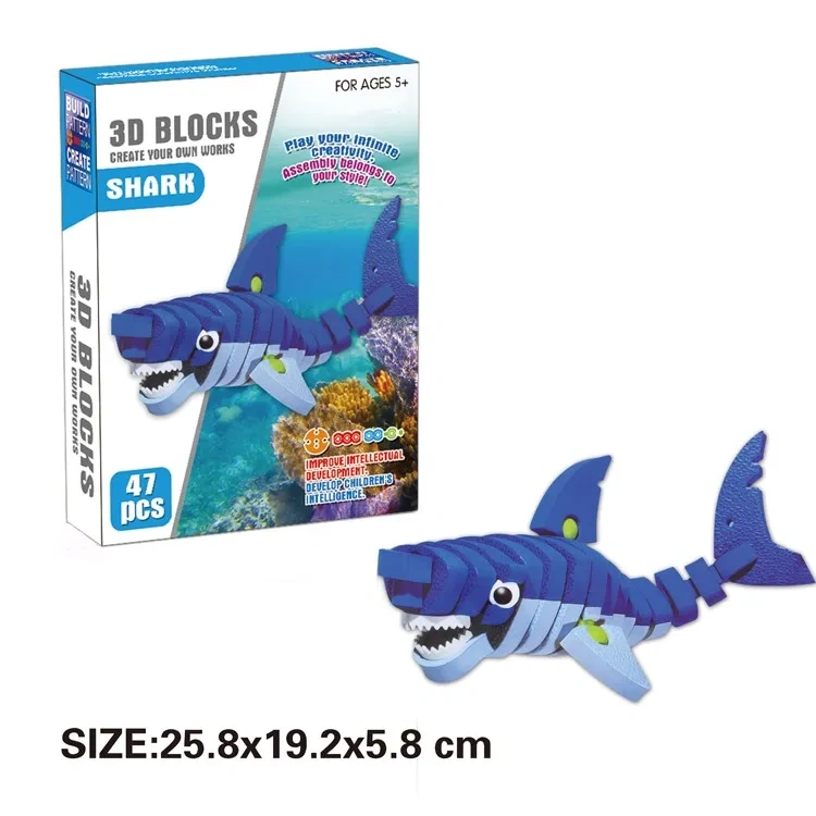47pcs DIY assembly foam shark building block toy educational eva block toys for children