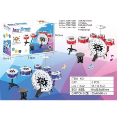 Educational kids jazz drum toy set with chair two color mix packing instruments toy electroplating jazz drum