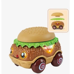 DIY Assembly Hamburger Electric Pull-Back Car with Recording & Lights