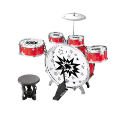 Educational kids jazz drum toy set with chair two color mix packing instruments toy electroplating jazz drum