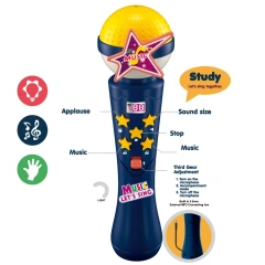 Top sale custom kids toy microphone plastic kids flashing musical karaoke music microphone educational  toys