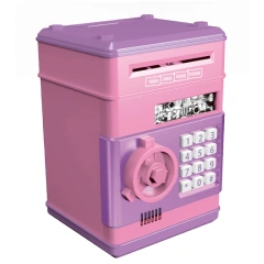 kids plastic money password saving box toy  mini ATM auto scroll paper bank educational money box for kids