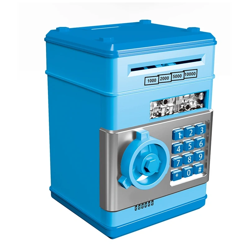 kids plastic money password saving box toy  mini ATM auto scroll paper bank educational money box for kids