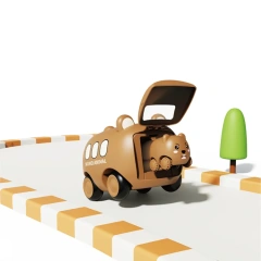 4pcs plastic animals shooting bus toy set 2024 friction power animal launching bus toys for children