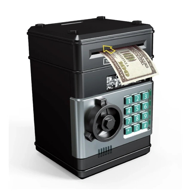 kids plastic money password saving box toy  mini ATM auto scroll paper bank educational money box for kids