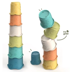 Baby learning stacking tower toy early educational wheat straw game toy