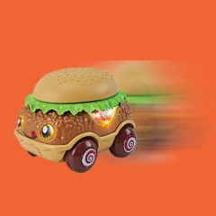 DIY Assembly Hamburger Electric Pull-Back Car with Recording & Lights
