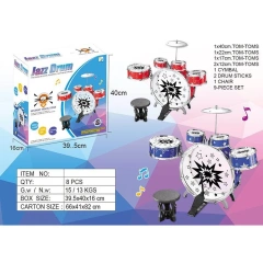 Educational kids jazz drum toy set with chair two color mix packing instruments toy electroplating jazz drum