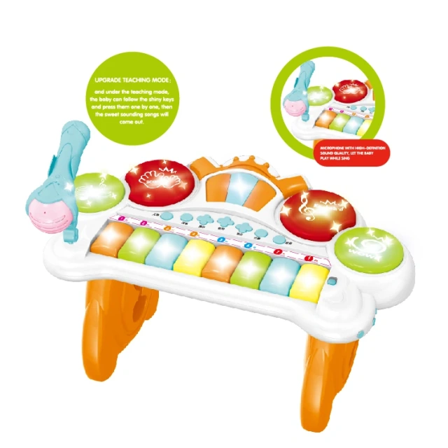 Hot sale piano electronic organ 8 key baby grand piano with mini microphone for girls musical toy