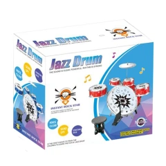 Educational kids jazz drum toy set with chair two color mix packing instruments toy electroplating jazz drum