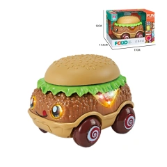 DIY Assembly Hamburger Electric Pull-Back Car with Recording & Lights