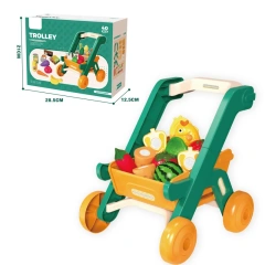 43pcs shopping cart trolley with different cutting fruits and vegetables toys educational shopping toys for children