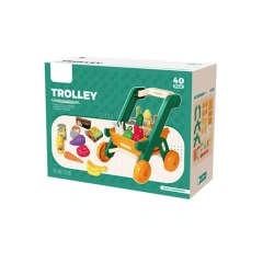 43pcs shopping cart trolley with different cutting fruits and vegetables toys educational shopping toys for children