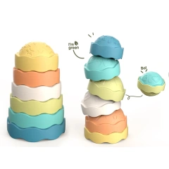 Baby learning stacking tower toy early educational wheat straw game toy