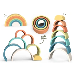 Baby learning stacking tower toy early educational wheat straw game toy