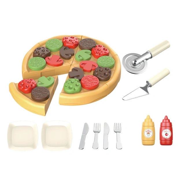 DIY Pizza toy set plastic pizza cutting toy set educational fast food toys for kids
