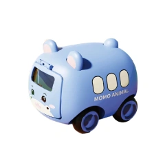 4pcs plastic animals shooting bus toy set 2024 friction power animal launching bus toys for children