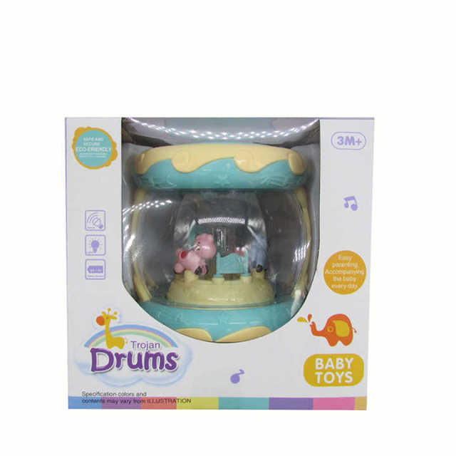 Battery Operated Musical Drum Plastic Baby Toys Musical Instruments with Flashing Light