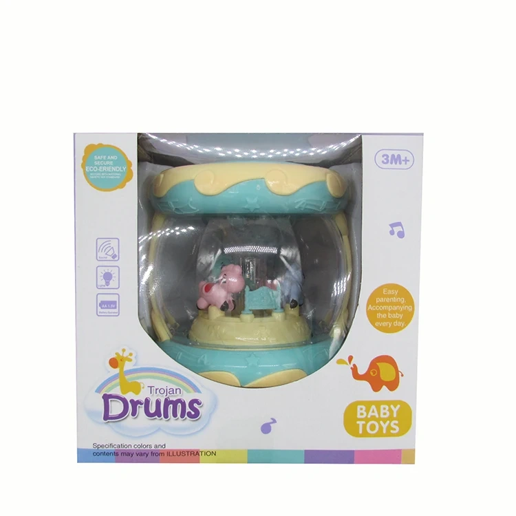 Battery Operated Musical Drum Plastic Baby Toys Musical Instruments with Flashing Light