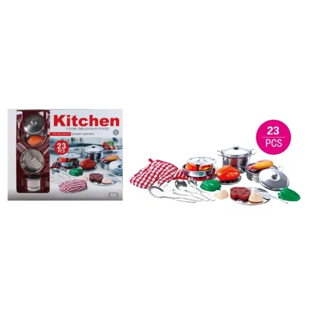 MON.BEST Stainless-Steel Chef Kitchen Play Set – Full-Size Educational Toy with Real Metal Tableware
