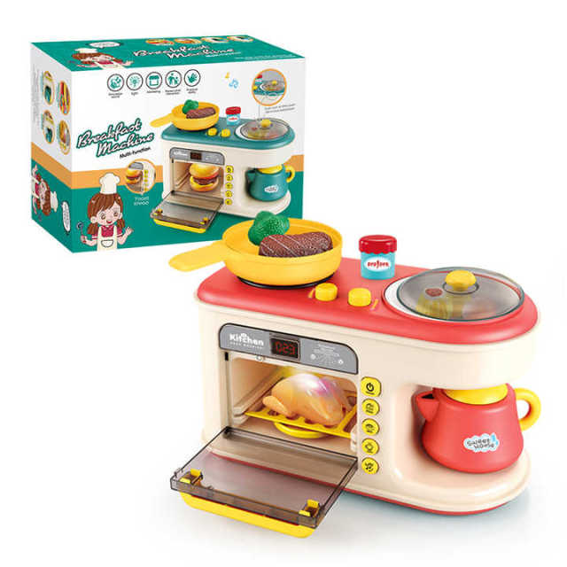MON.BEST Microwave Breakfast Machine – Realistic B/O Microwave Oven Toy & Pretend Kitchen Set