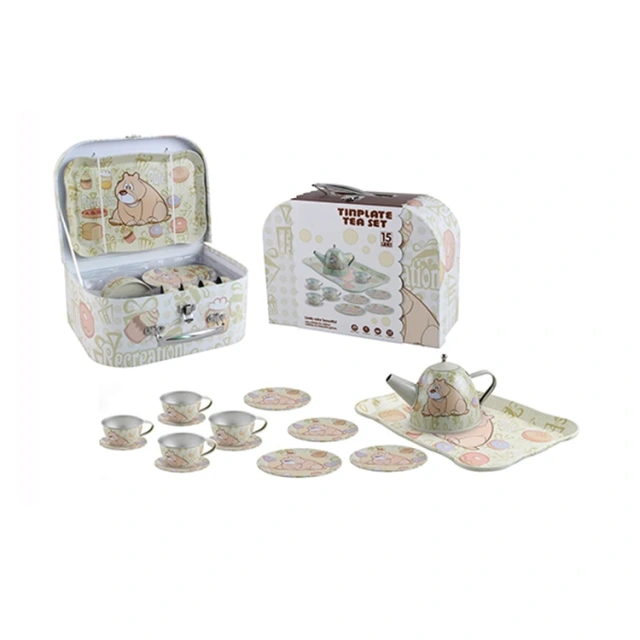 15-Piece DIY Tinplate Teapot Toy Set – Happy Kitchen Edition