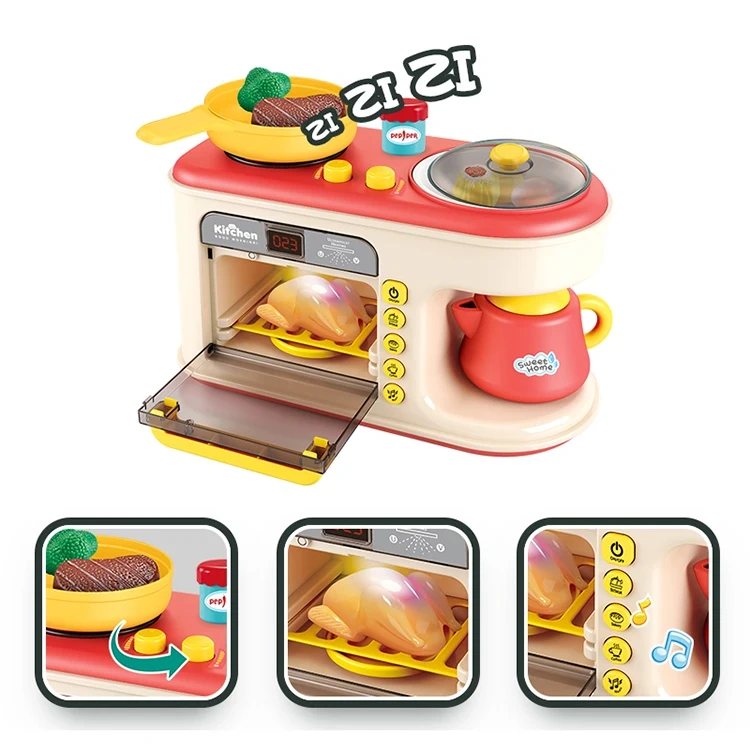 MON.BEST Microwave Breakfast Machine – Realistic B/O Microwave Oven Toy & Pretend Kitchen Set
