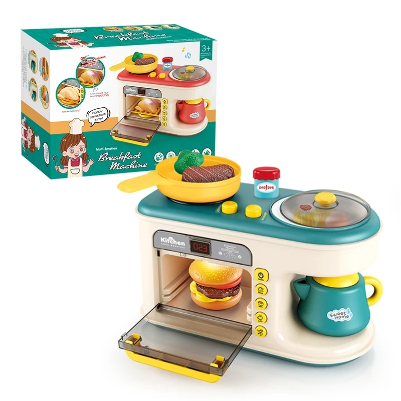 MON.BEST Microwave Breakfast Machine – Realistic B/O Microwave Oven Toy & Pretend Kitchen Set