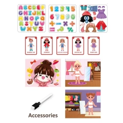 15PCS DIY Girl Dressing up Drawing Board Toy Plastic Educational 3 in 1 Magnetic Puzzle Board Toys for Children
