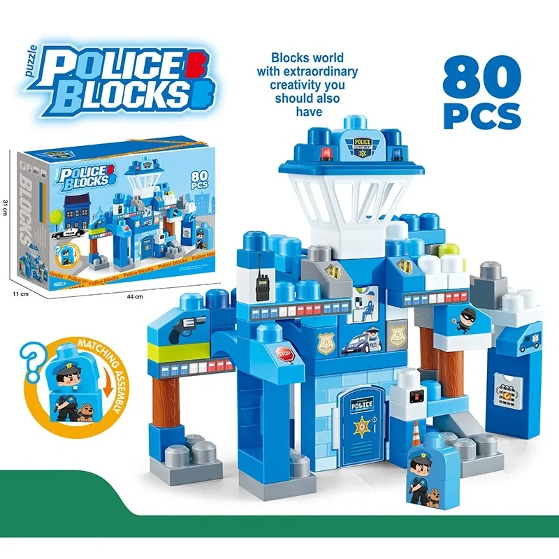 56PCS DIY Assembly Plastic Big Building Block Train Toys Education Block Toys for Children