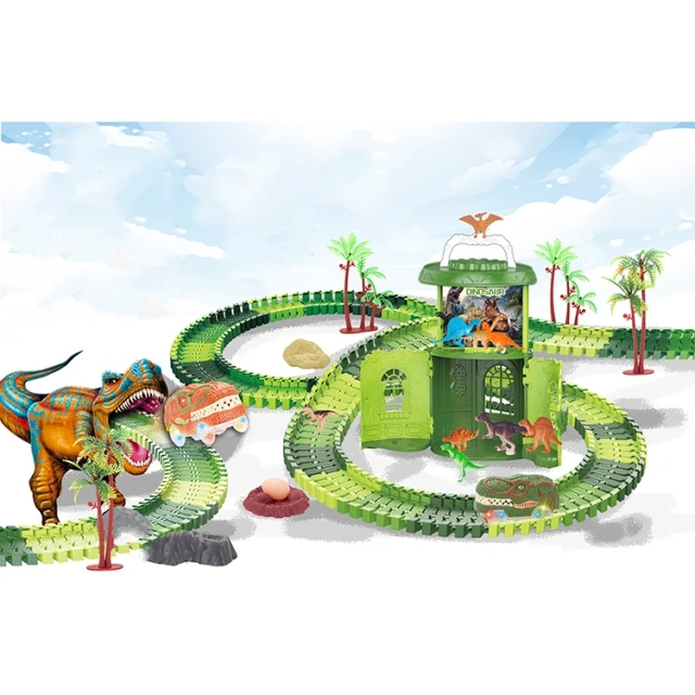 183PCS DIY Assembly Dinosaur Track Toy Set with Light Plastic Educational Track Toys for Children