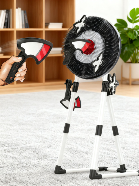 Kid Toy Axe-Throwing Game Set with Plastic Darts & Dartboard Target