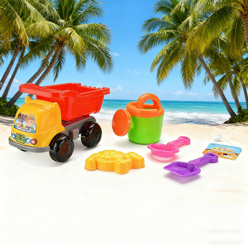 Large 5-piece Engineering Car Beach Toy for Kids Ages 5-7 Unisex Playing in Water and Sand