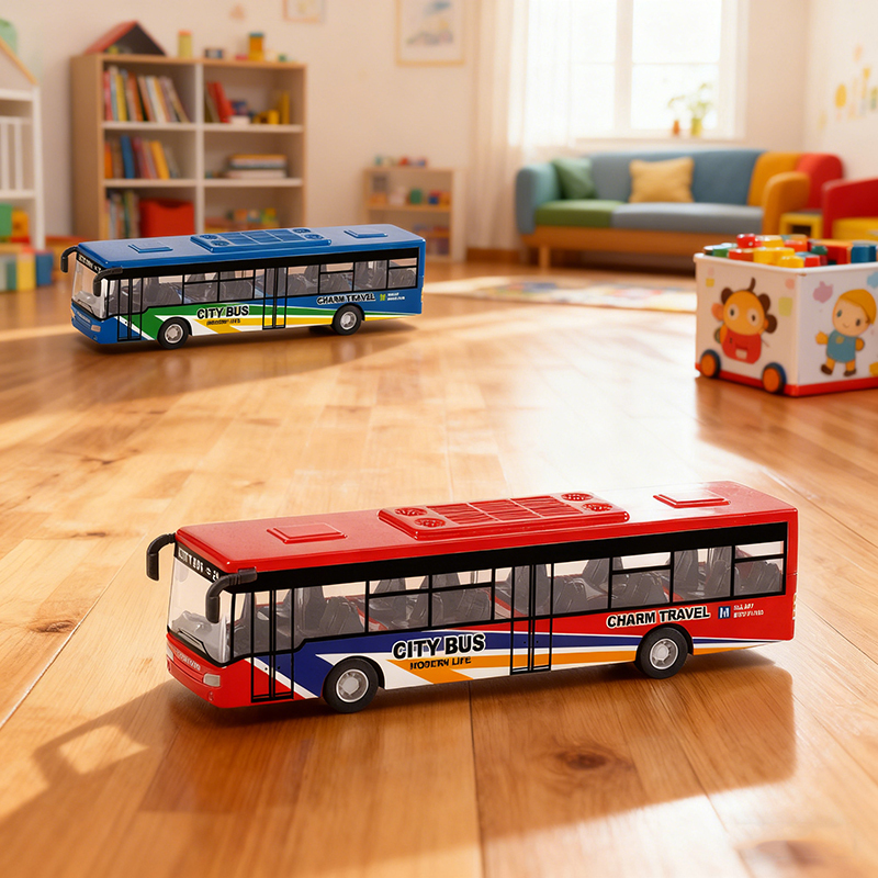 Die-Cast Pull-Back Mini Bus – Metal Educational Car Toy for Toddlers