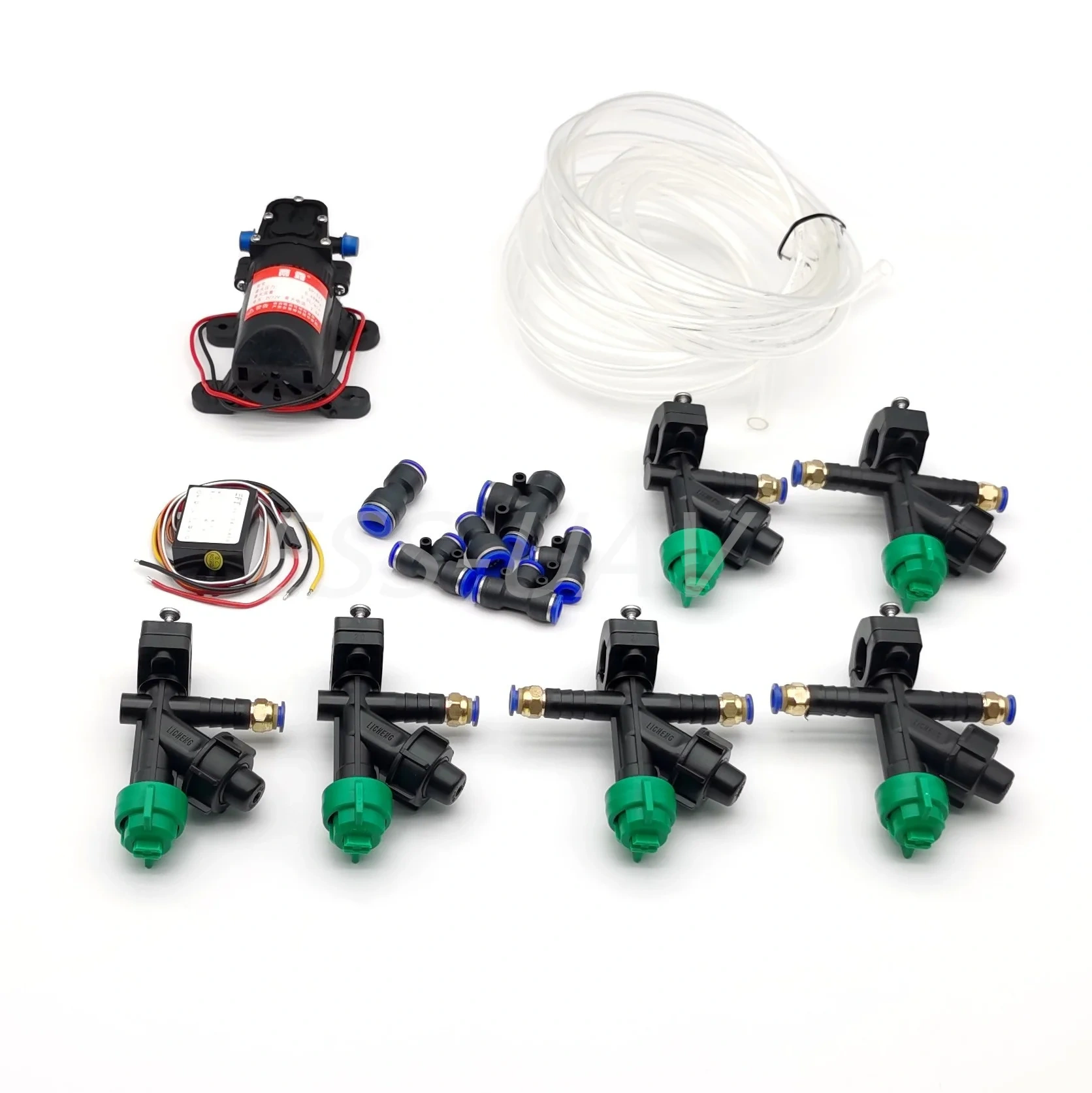 ESS-UAV Agricultural UAV 3.5L/min Brush Spray System Pump 12V Bulk Module 110deg 015 Fan Nozzle