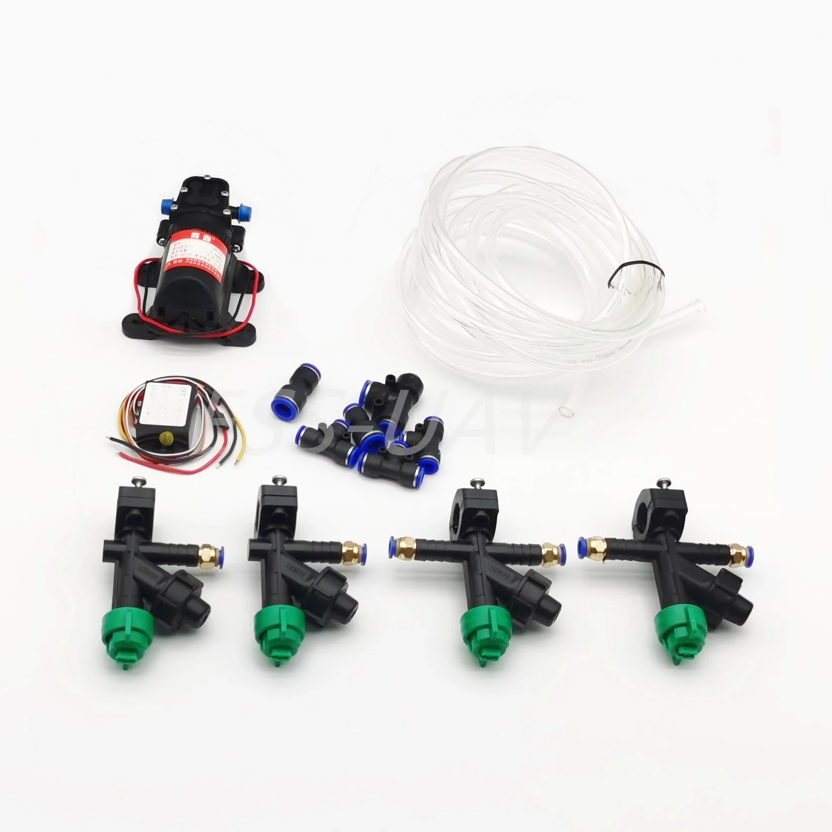 ESS-UAV Agricultural UAV 3.5L/min Brush Spray System Pump 12V Bulk Module 110deg 015 Fan Nozzle