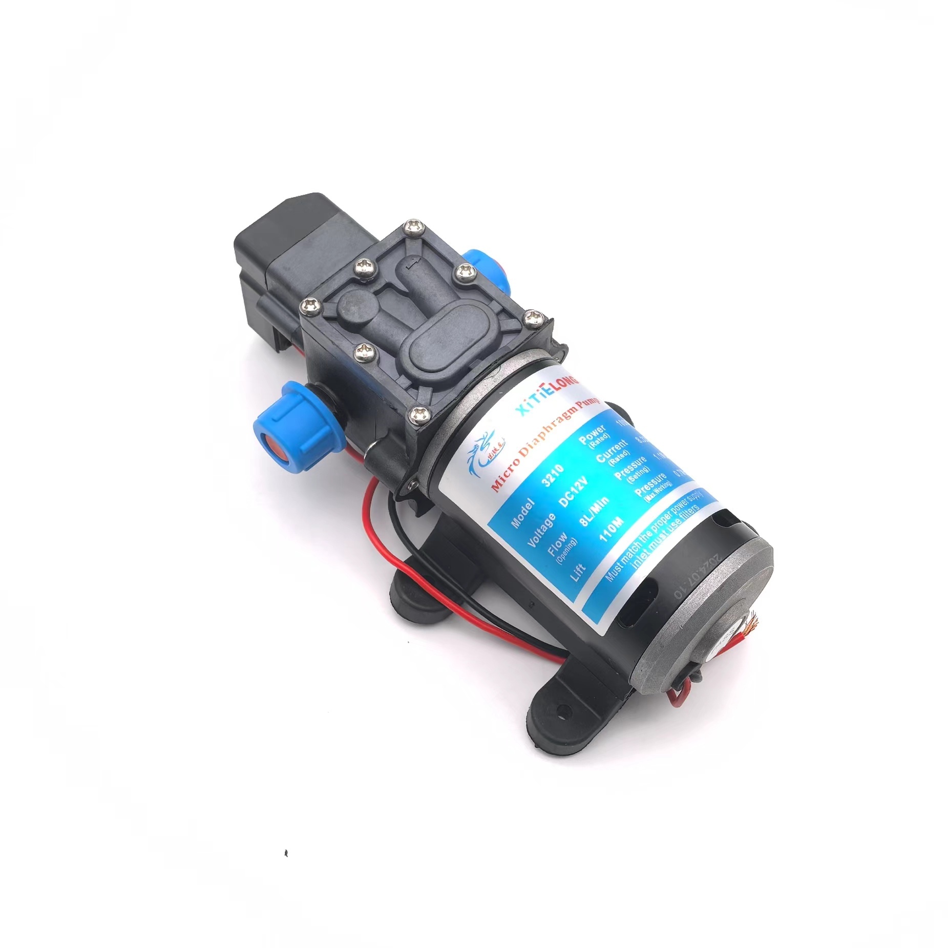 8L DC 12V 100W Brushed Water Pump Micro Electric Diaphragm for Agriculture Drone Spraying Trees Washing Car