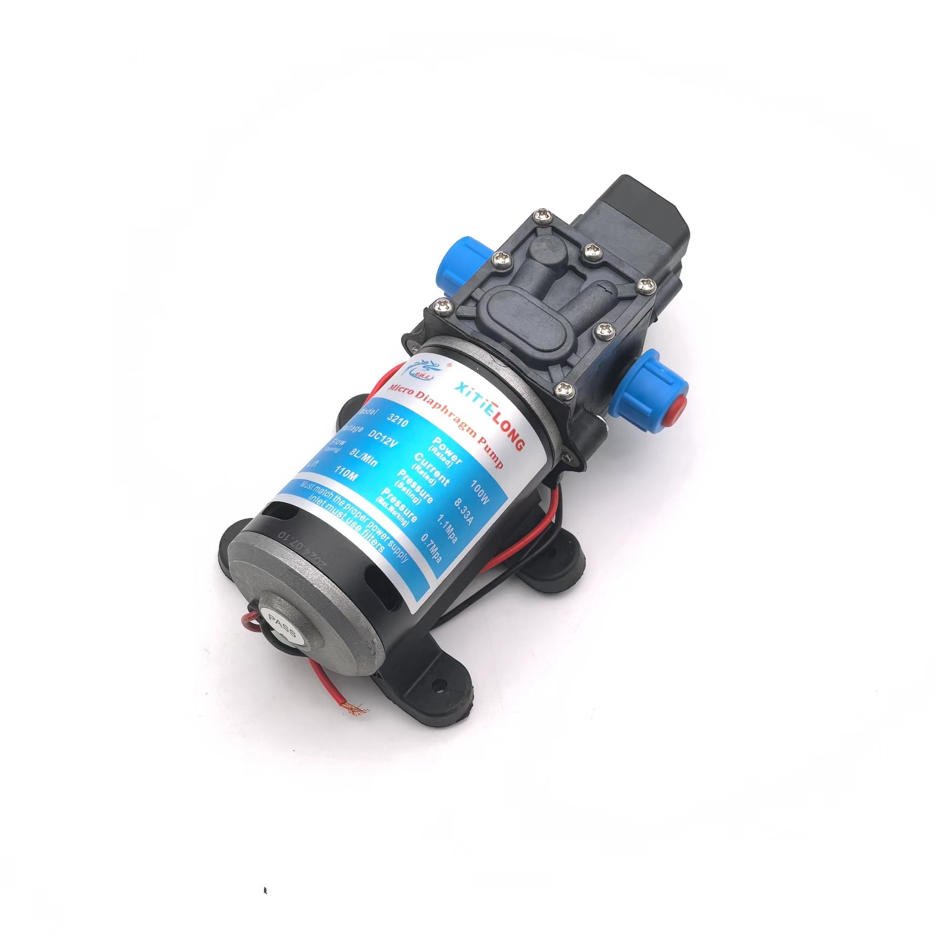 8L DC 12V 100W Brushed Water Pump Micro Electric Diaphragm for Agriculture Drone Spraying Trees Washing Car