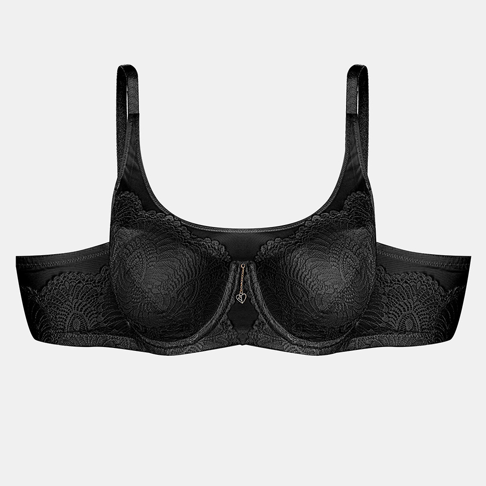 大码全蕾丝网纱全罩杯热销欧美出口文胸不可拆卸肩带文胸按需加工