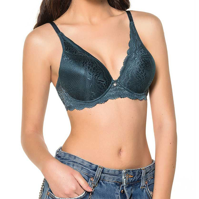 Custom New Design New Embroidery Sexy Lingerie Women Bralette Lace Push Up Bra Garters
