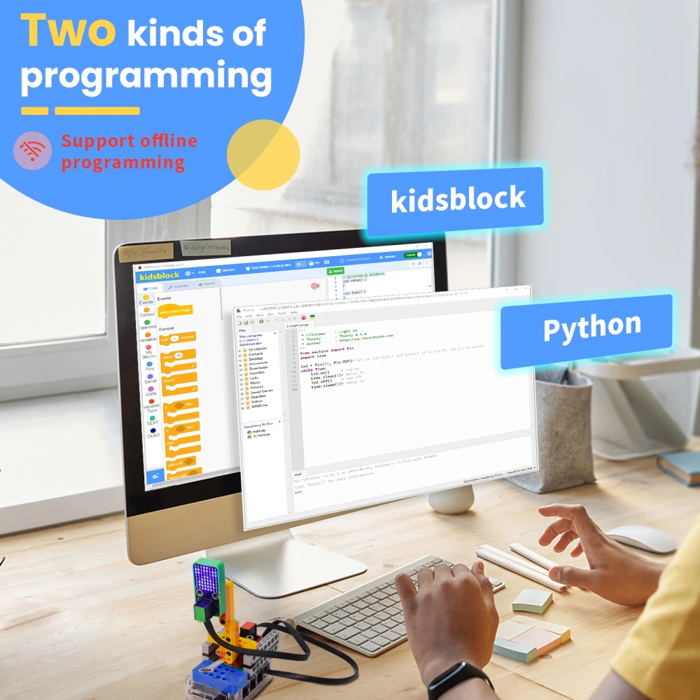 Kidsbits Stem Electronic House Safe Sensor Starter Kit For Arduino ESP3 With Building Blocks Compatible Lego Programming Pack