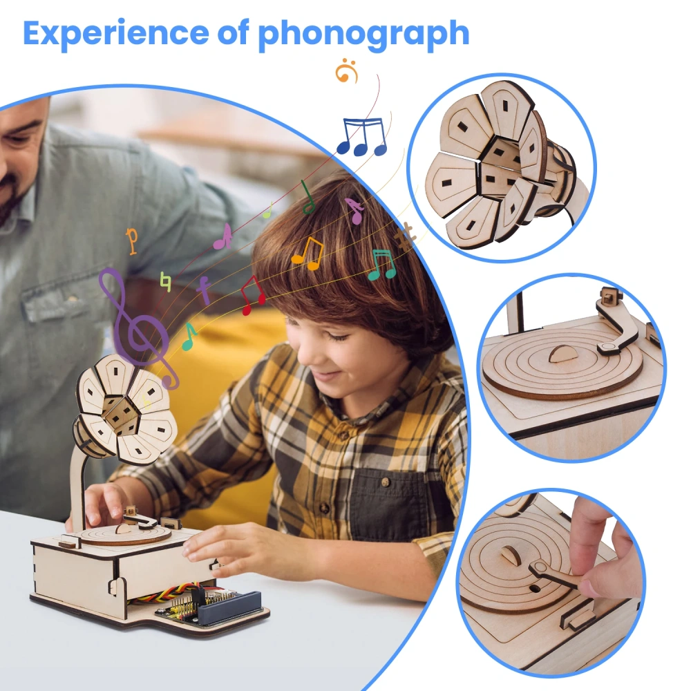 Kidsbits Keyestudio STEM Programming DIY Mini Light Controlled Phonograph Kit For Arduino ESP32 Coding Microbit DIY Starter Pack