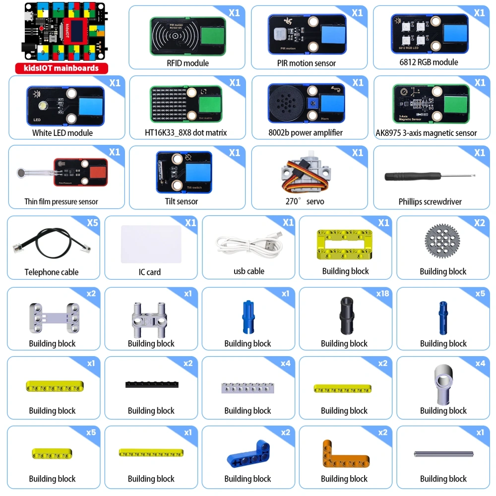 Kidsbits Stem Electronic House Safe Sensor Starter Kit For Arduino ESP3 With Building Blocks Compatible Lego Programming Pack