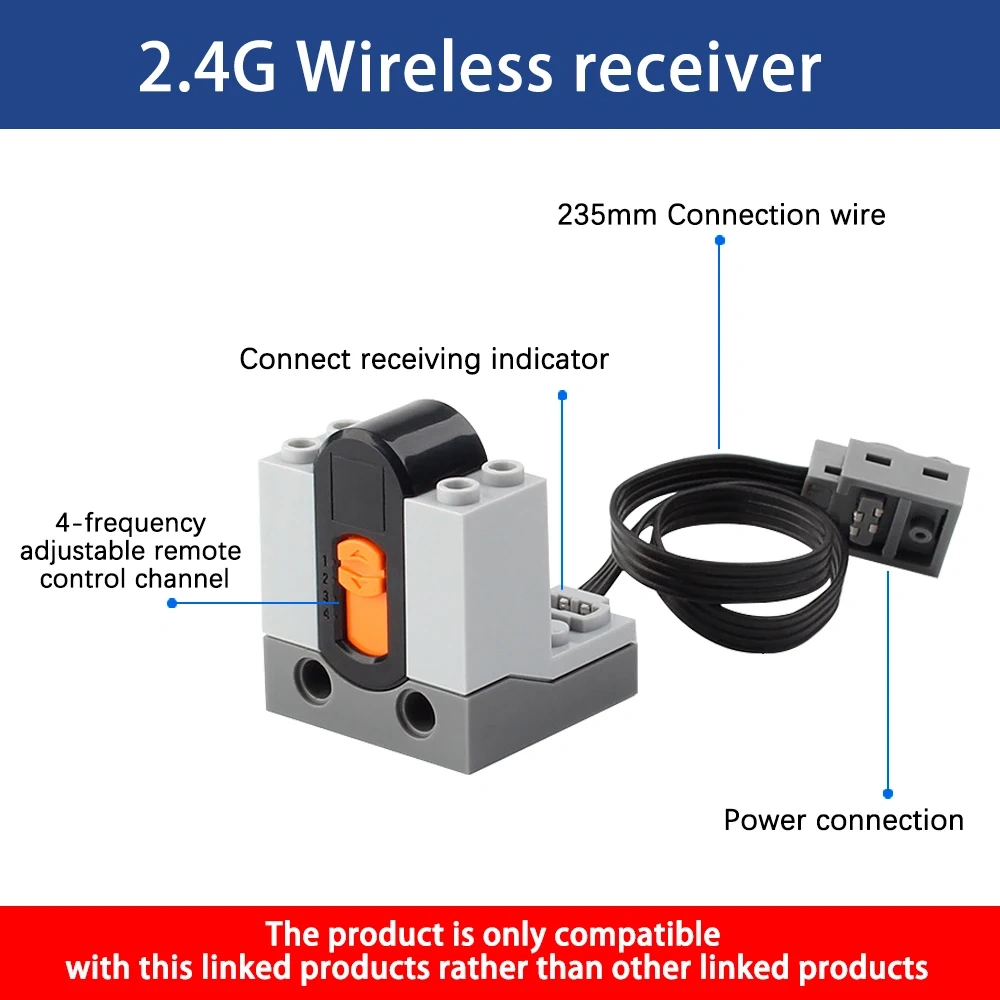 Kidsbits High-Tech PF Parts 2.4G Wireless Remote Control &Receiver Kit For Speed Compatible With LEGO