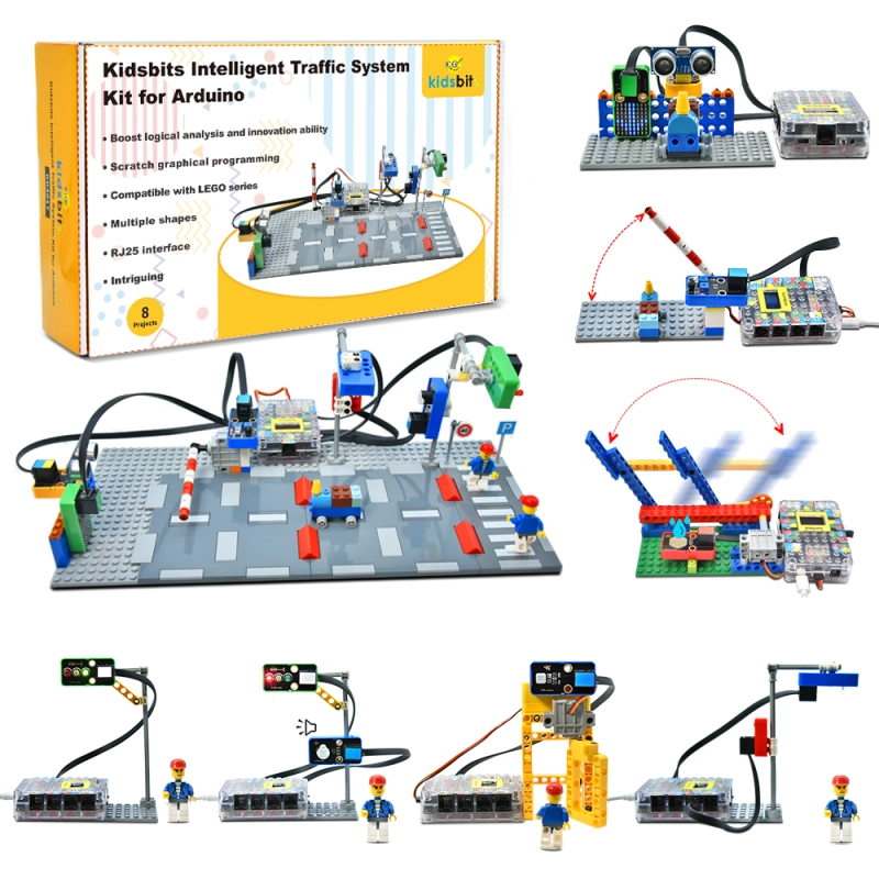 Kidsbits Intelligent Traffic System Kit For Arduino For Scratch Graphtical Programming &STEM Education DIY Kit  Compatible Lego