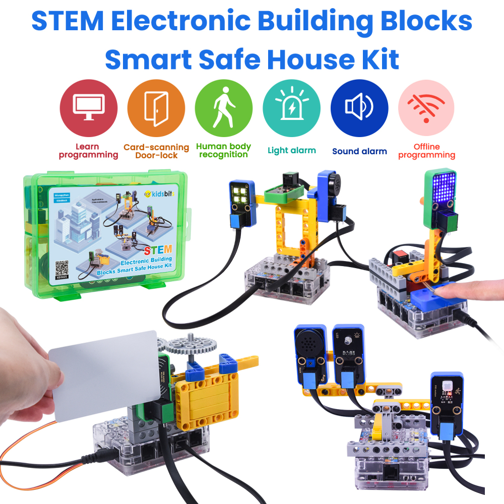 Kidsbits Stem House Safe Sensor Starter Kit For Arduino Uno With Building Blocks Compatible Lego Programming Electronic DIY Pack
