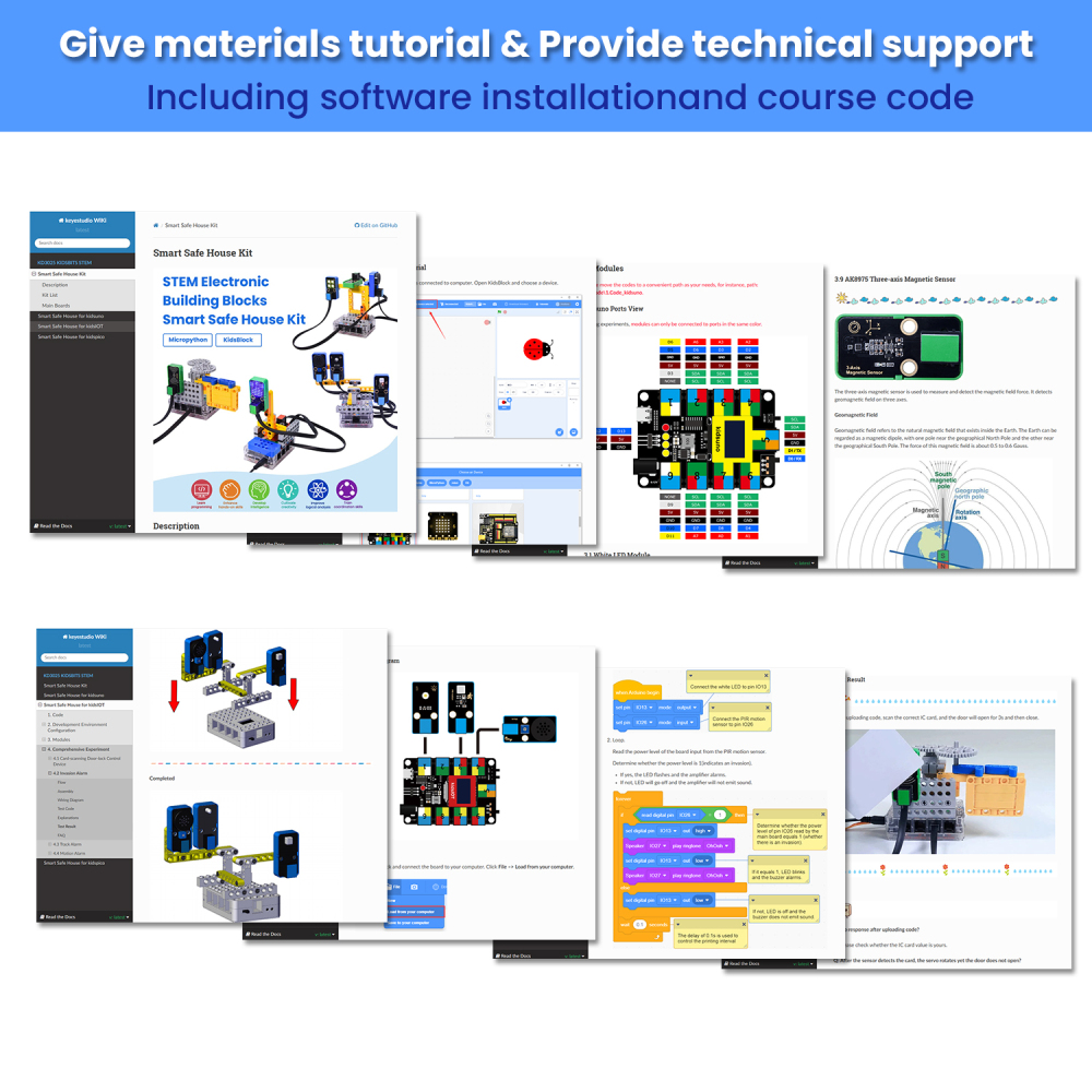 Kidsbits Stem House Safe Sensor Starter Kit For Arduino Uno With Building Blocks Compatible Lego Programming Electronic DIY Pack