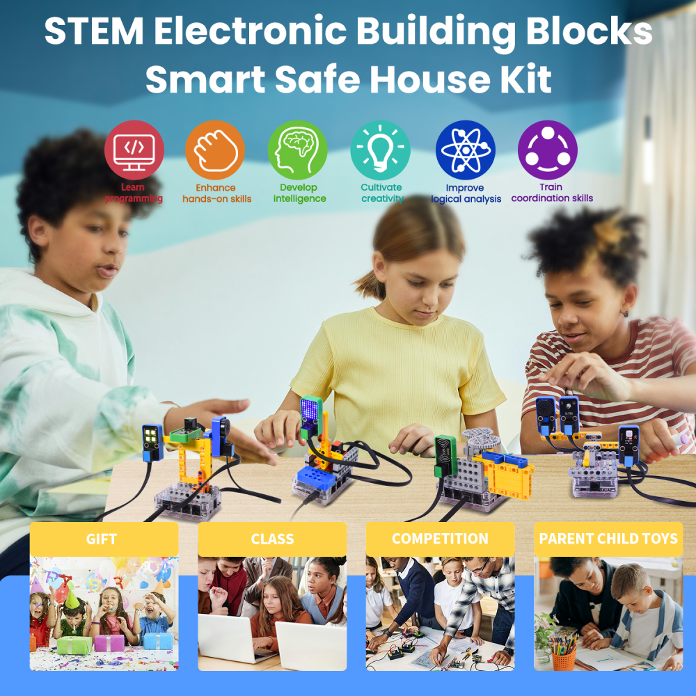 Kidsbits Smart Safe House Kit For ESP32 With Building Blocks Compatible Lego